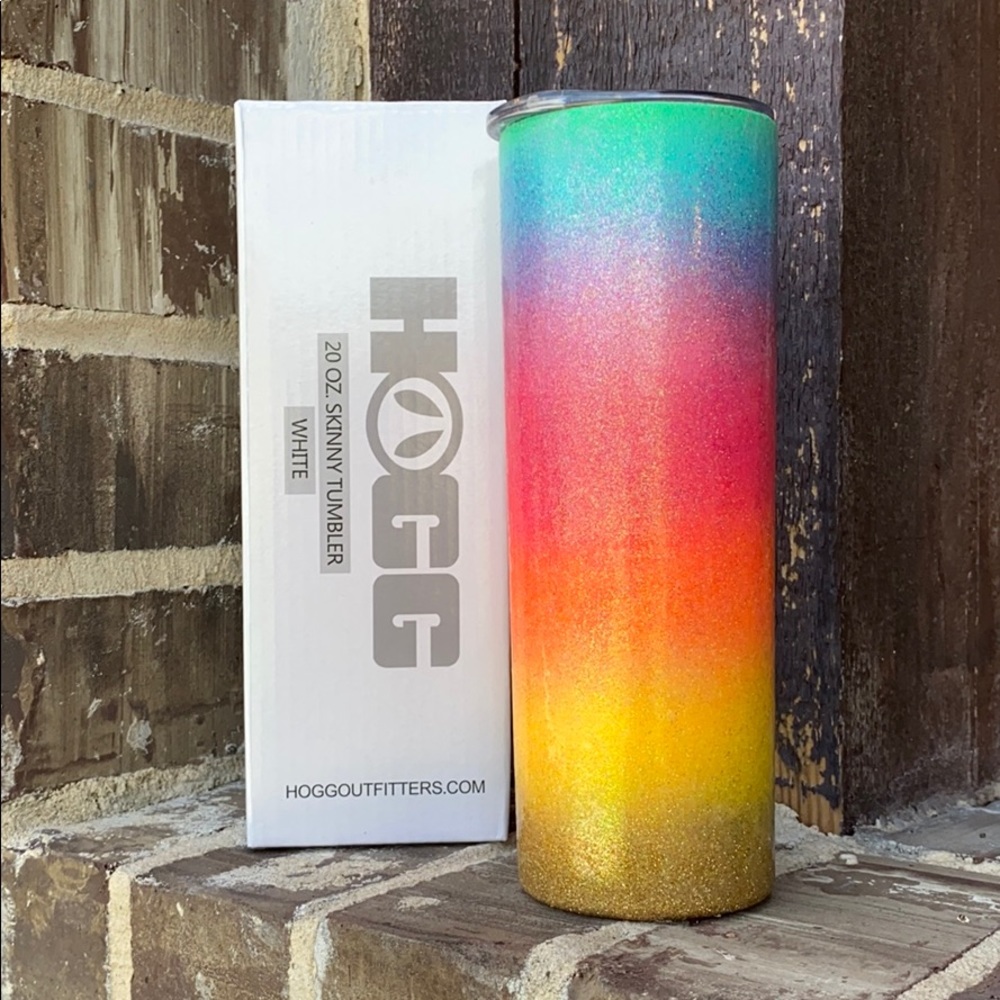 Custom Rainbow Glittered Tumbler